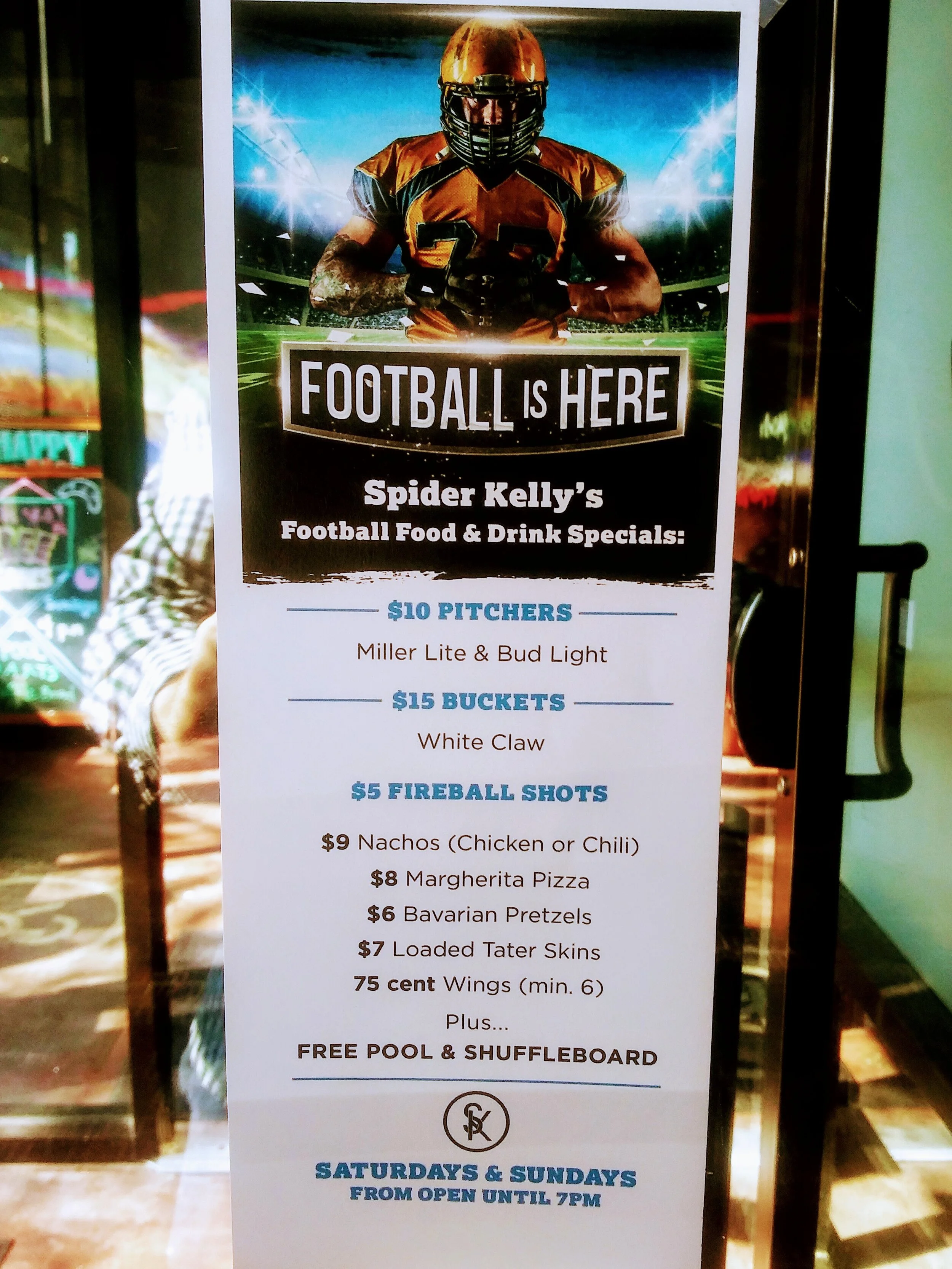 Enjoy the best football specials in town every Saturday and Sunday til 7pm!