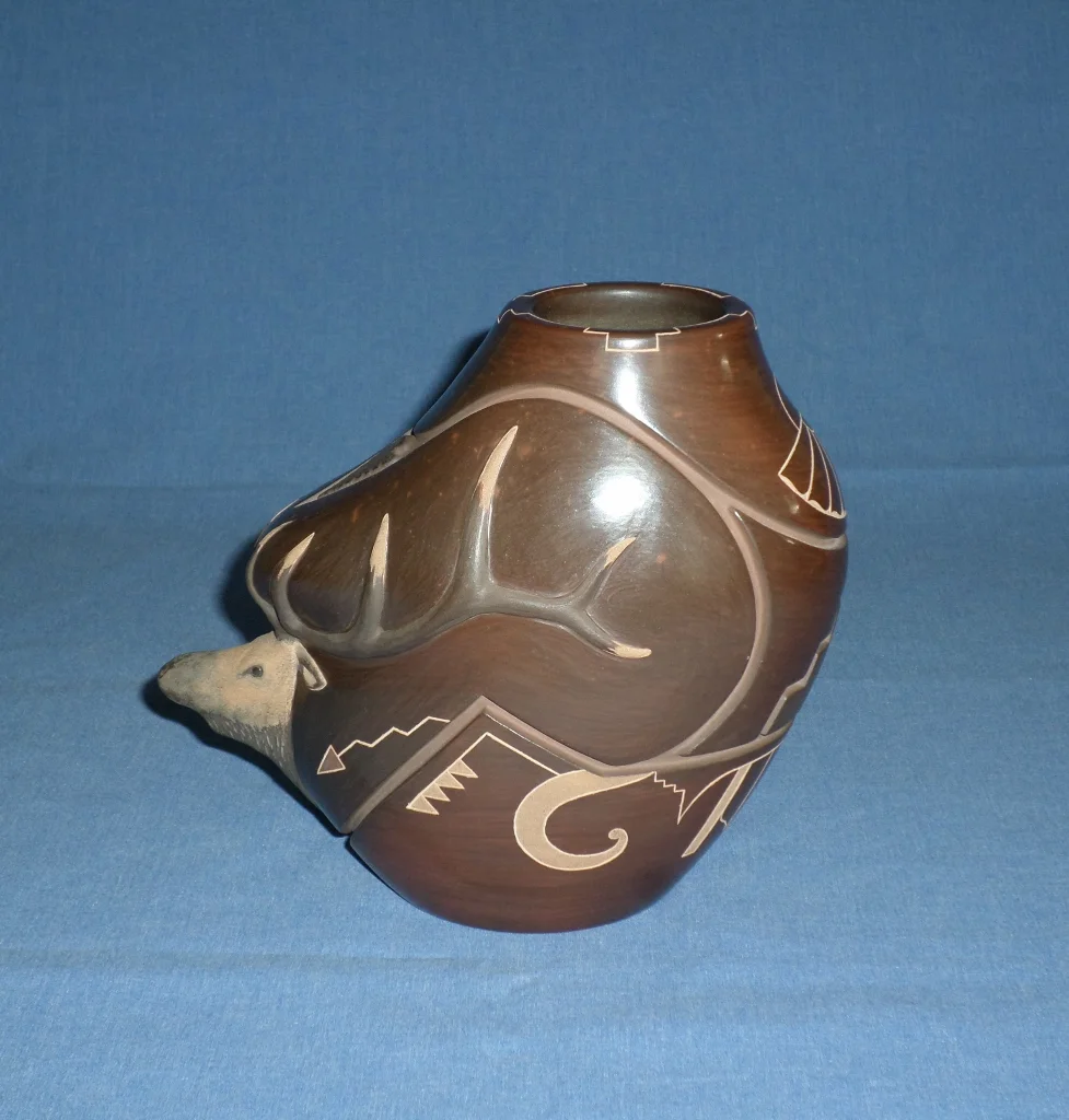 Brown Elk Vase 6-7/8" H X 7-3/8" L X 4-1/4" W