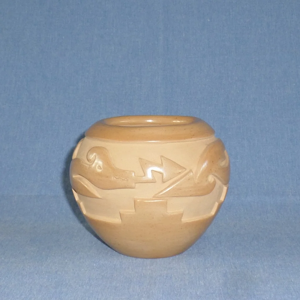 Golden Avanyu (Water Serpent) Design Bowl 4"H X 4-5/8" Dia SOLD