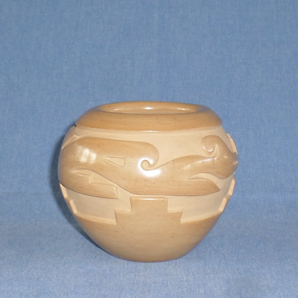Golden Avanyu (Water Serpent) Design Bowl 4"H X 4-5/8" Dia $900.