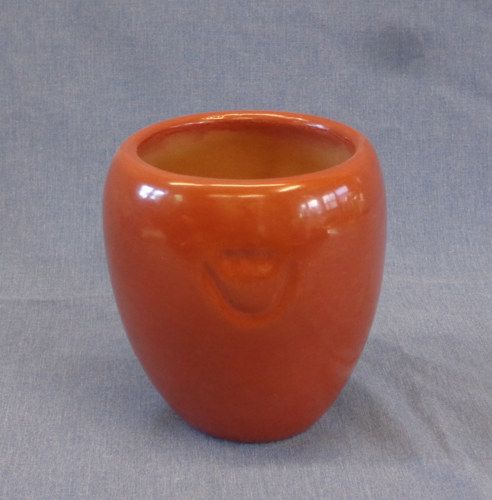 Red Vase with three Bearpaws c. 1960 5-1/4" H X 4-7/8" Dia. SOLD