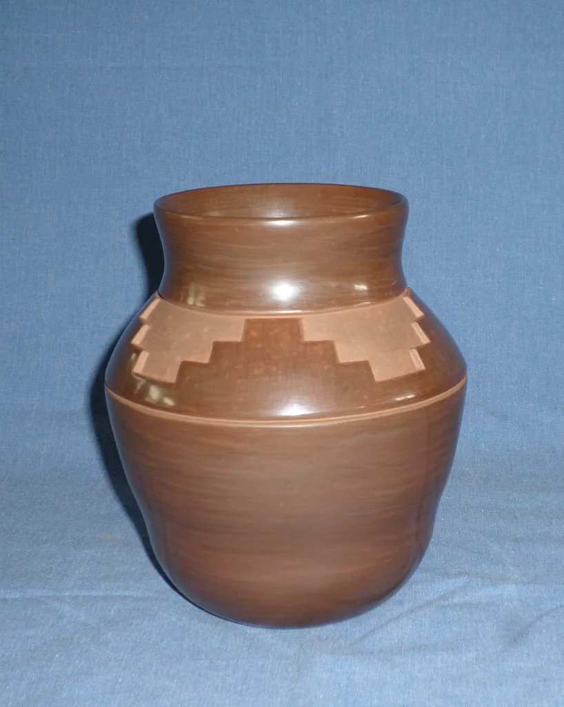 Brown Kiva Step Design Jar 6-3/4" H X 6" Dia Price $800.