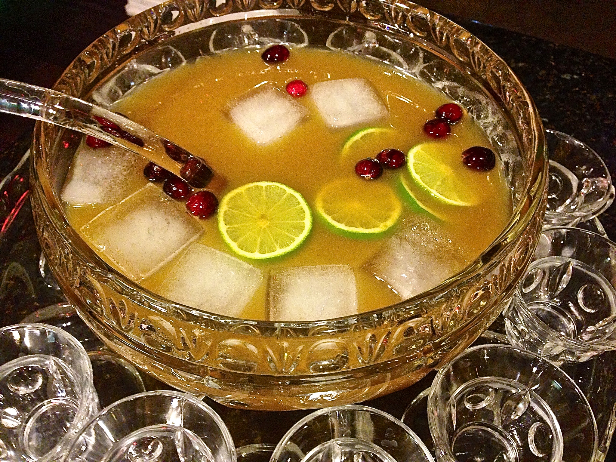 A festive punch bowl filled with rum, spices and fresh juices always makes the holidays bright. 