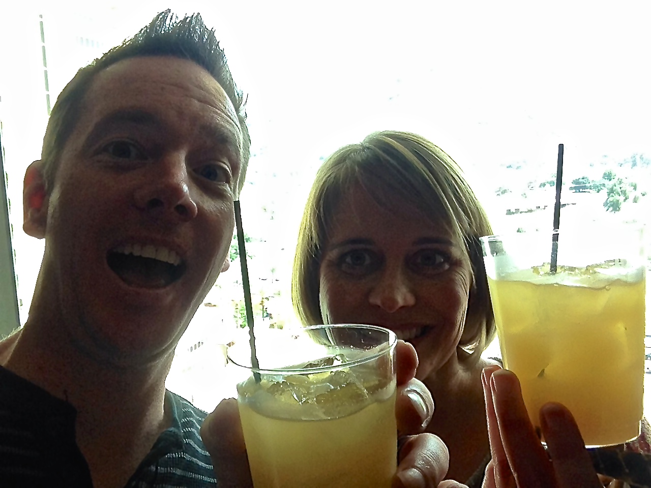 Freshly poured cocktails in classy plastic cups. Perfect for throwing away our hard earned money on slot machines. 