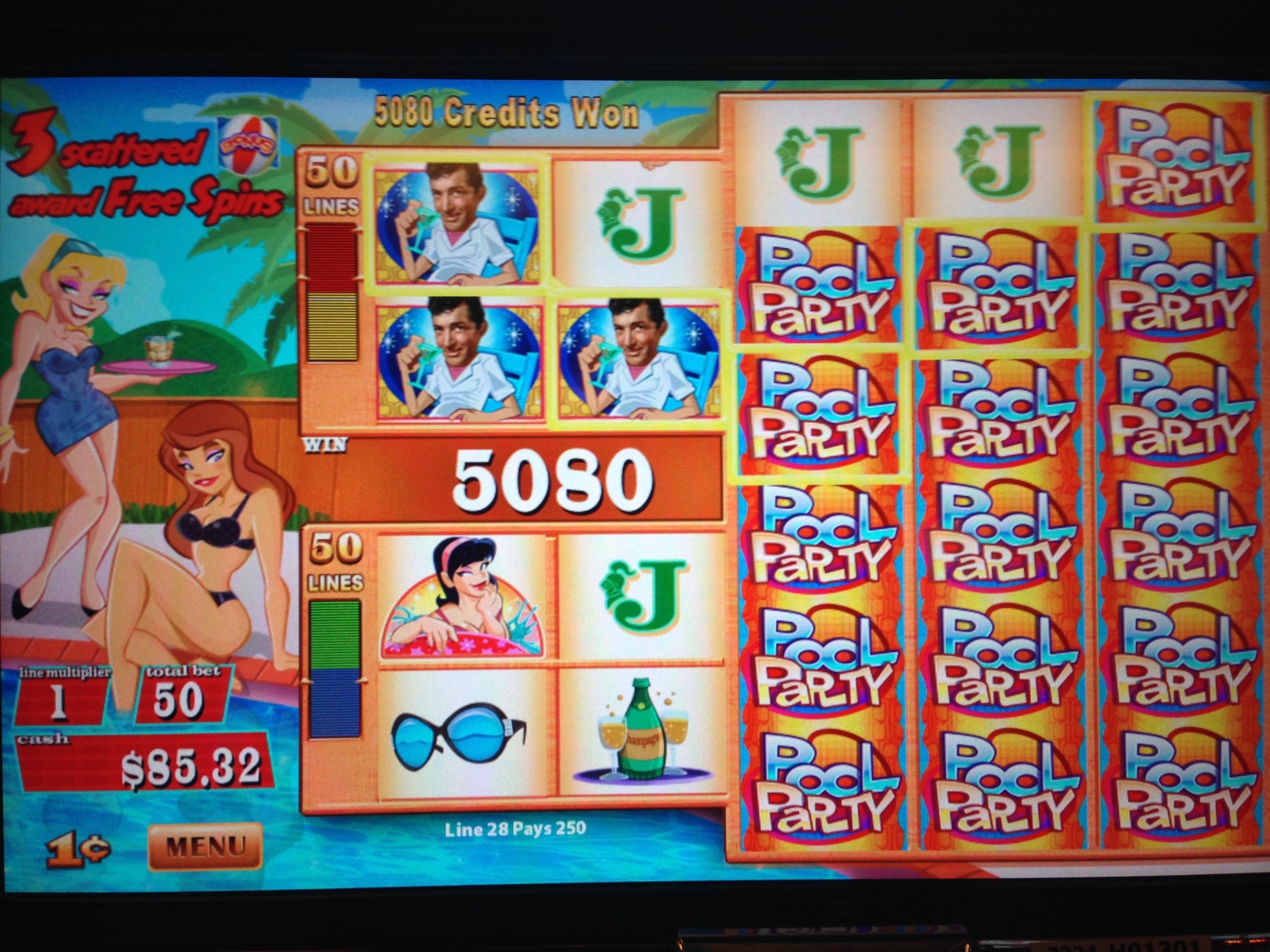 Dean Martin's Pool Party is a mid century modern themed Rat Pack slot with nice bonus features. 
