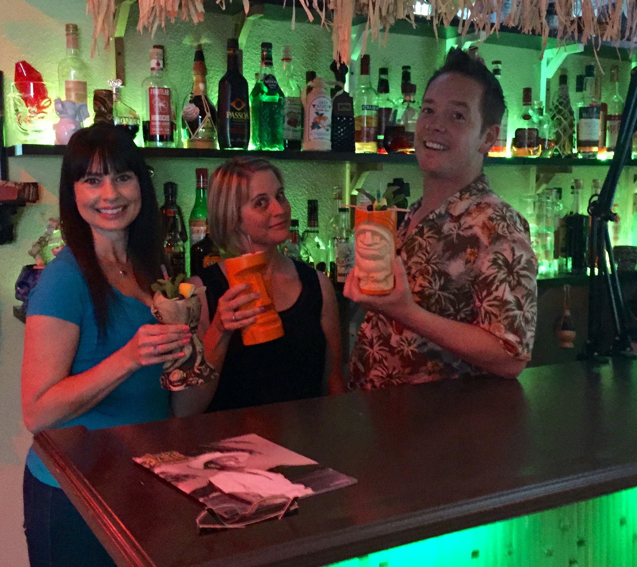 Pumpkin, Starshine and Sunshine sipping Man In Black from Kahuna Kevin's third cocktail book. And loving every sip. 