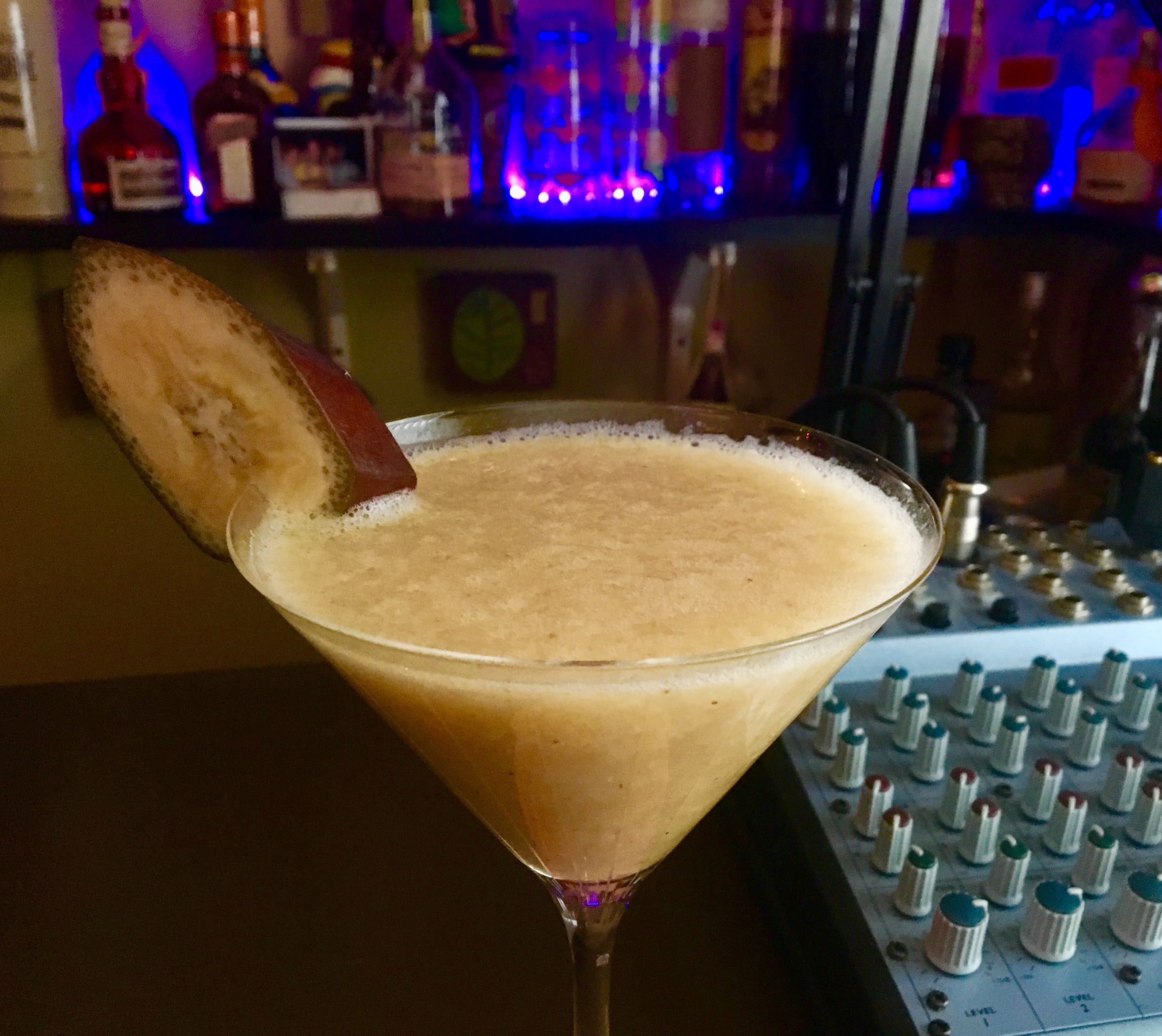 A REAL banana daiquiri is nothing more than rum, banana, lime juice, ice and sugar. Listen to the show for the recipe or get the app from Beachbum Berry, look for Total Tiki in any app store. 