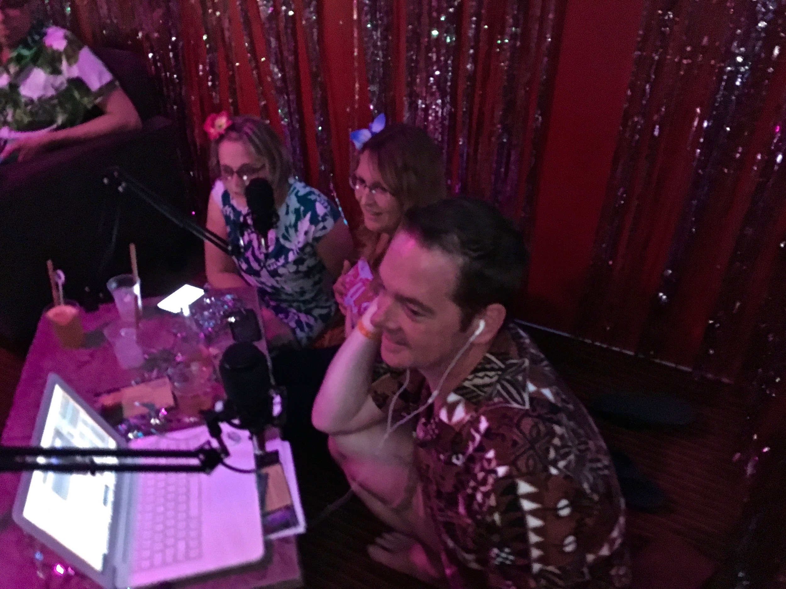 Sunshine, Starshine and Kalani behind the mic recording our LIVE episode. 