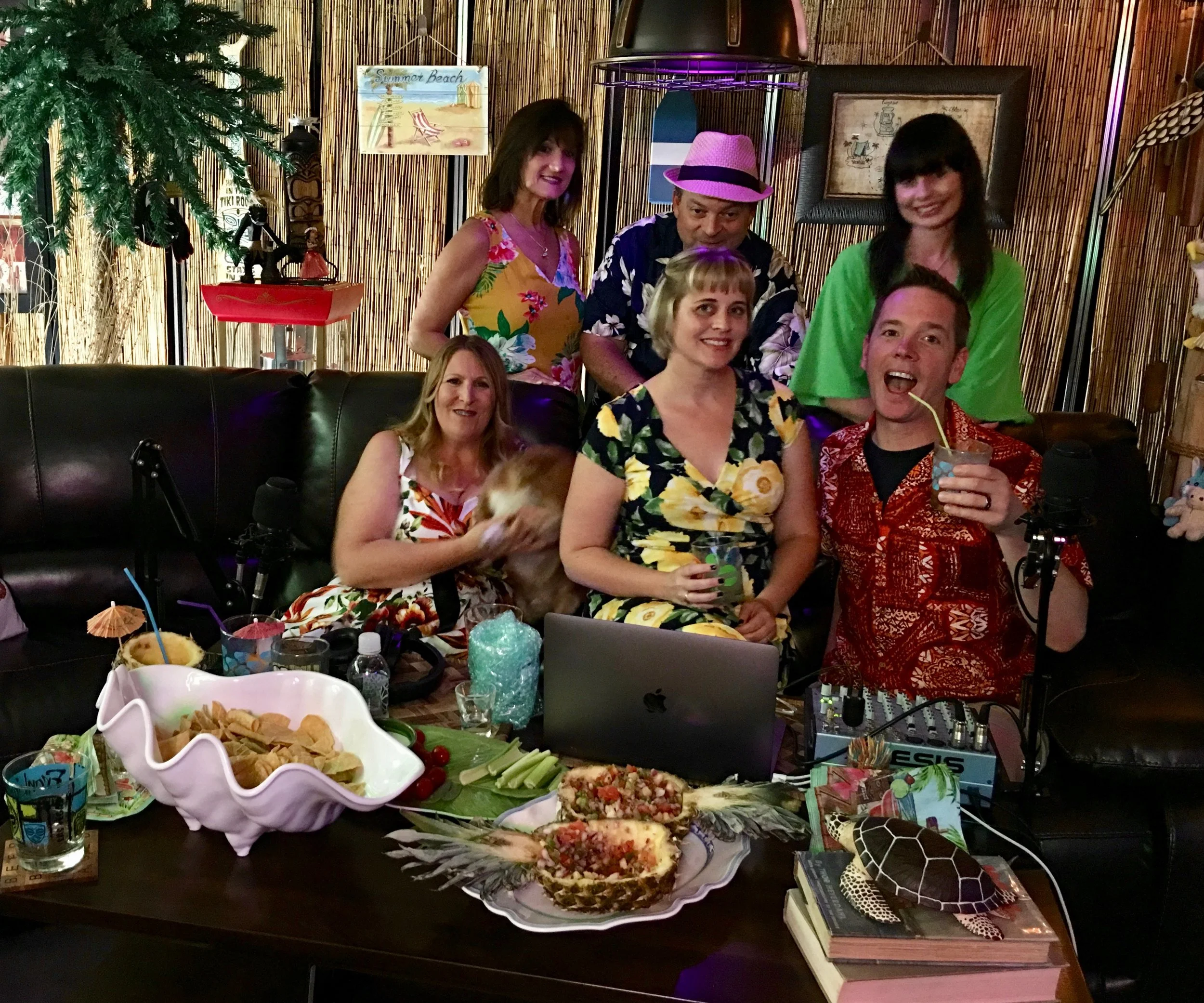 From left to right top: Vicki, Jeff, Pumpkin, Kalani, Starshine and Sunshine at the Taki Tiki