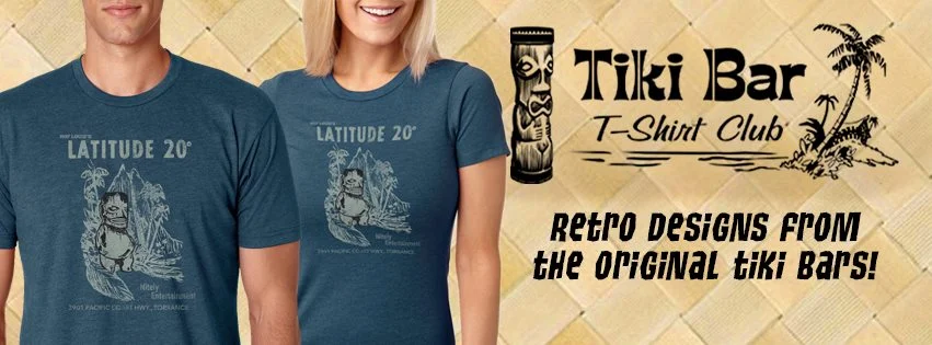 When you aren't wearing a luau shirt you want to put on a nice tiki t-shirt. Tiki Bar T-Shirt Club as a new design each and every month. Every shirt is like tiki bar archeology, taking us back to a bar or restaurant that has long since closed but can live in our memories. Subscribe and get a new shirt every month or buy just the ones you want. 