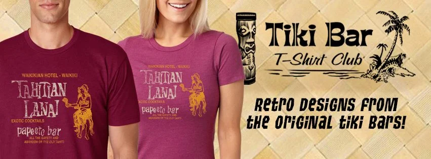 For well over a year we have been recommending Tiki Bar T-Shirt Club to our listeners. These soft cotton t’s are delivered right to your mail box and come in mens and women fits. Each month is a new design showing off an extinct tiki location. Buy one or get a subscription and get them all. Give someone a gift subscription so they never miss this tiki bar archeology.