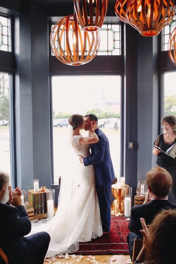 Couple Kissing at Wedding Ceremony Columbus Ohio