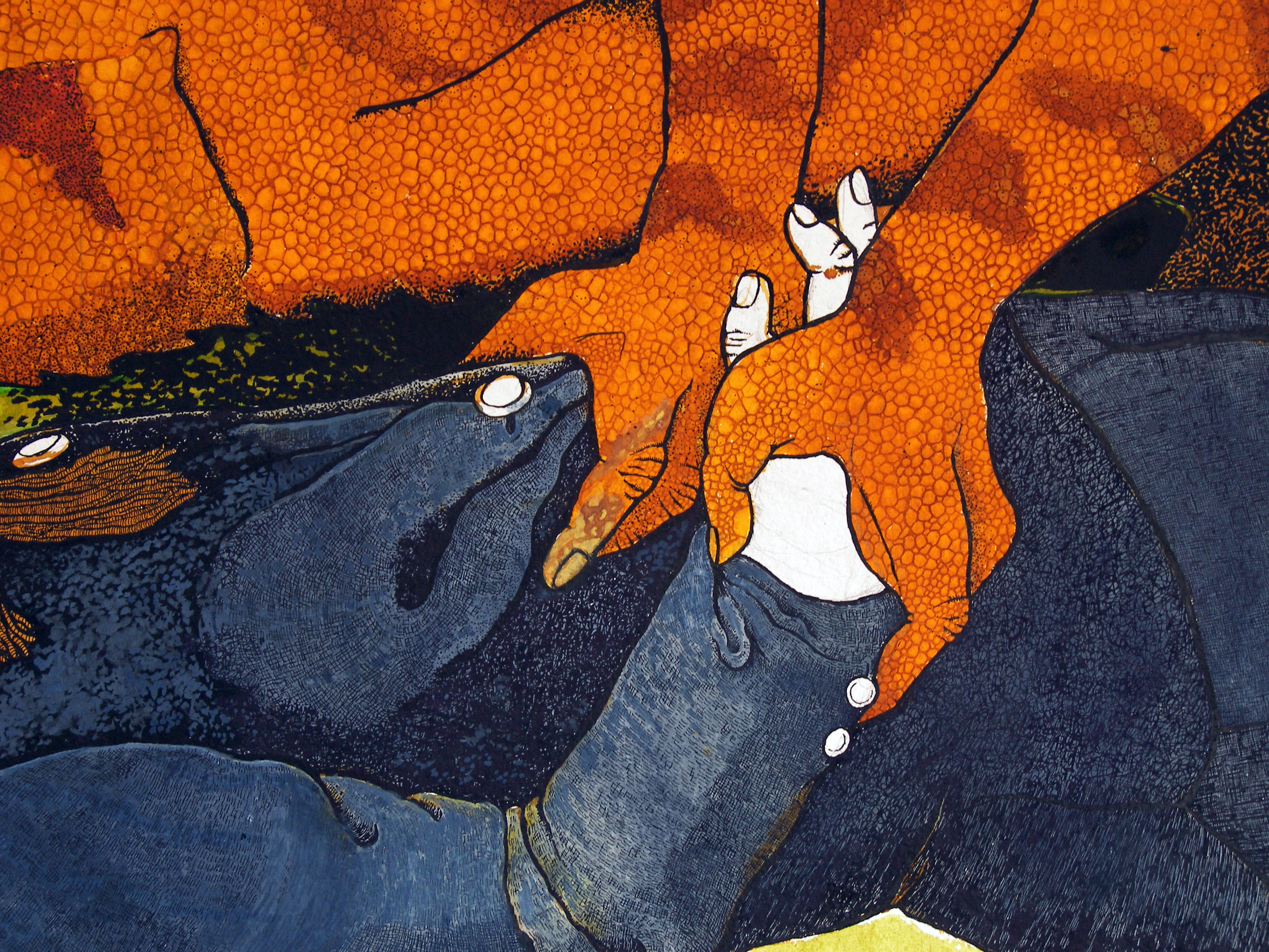   Is This Routine I&nbsp;   Drawing (detail) &nbsp; &nbsp; &nbsp; &nbsp; &nbsp;2008  72" x 40"  Ink on rag paper. 