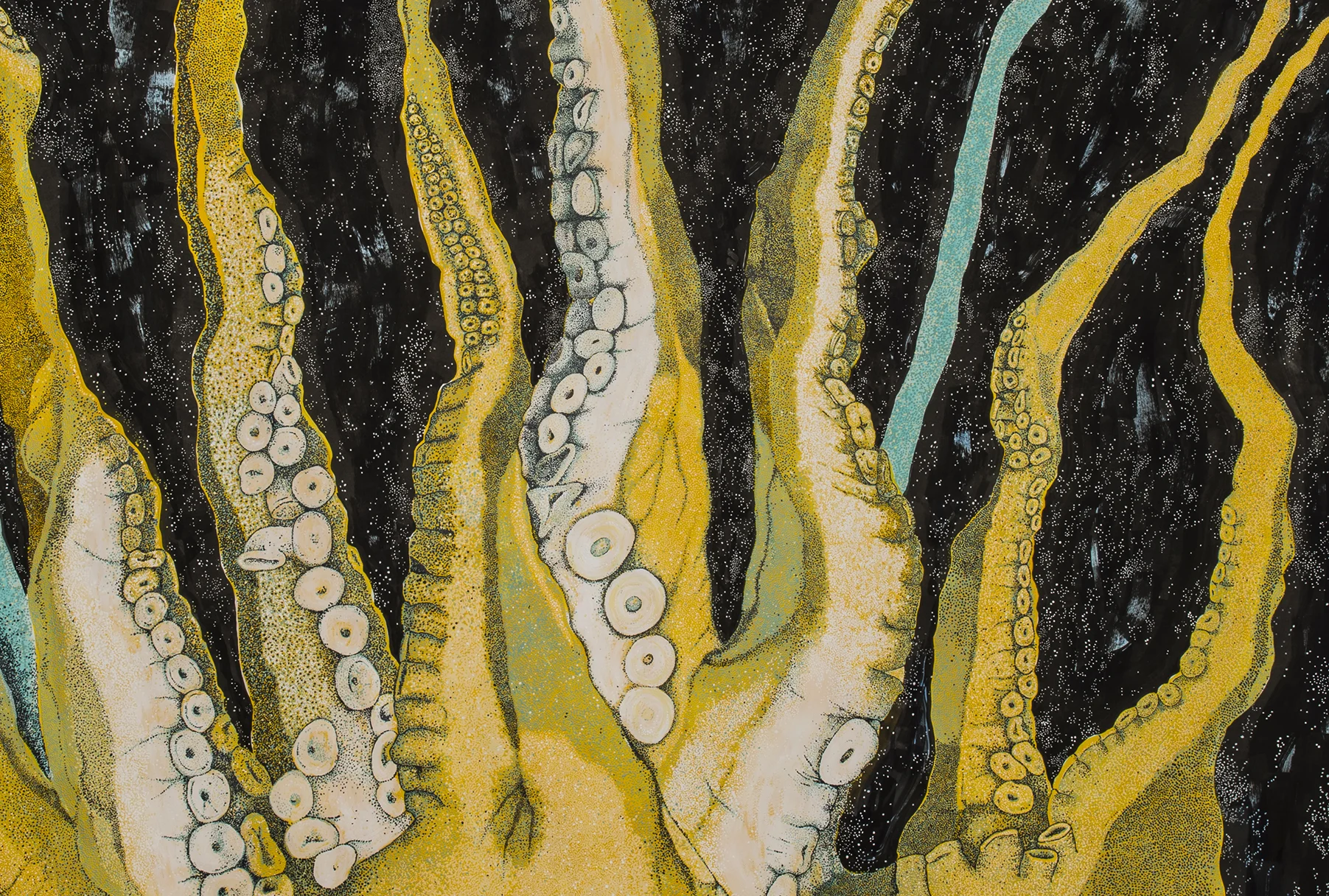      I Have Secrets, I Can Tell &nbsp;(detail)  Ink and acrylic paint on paper 