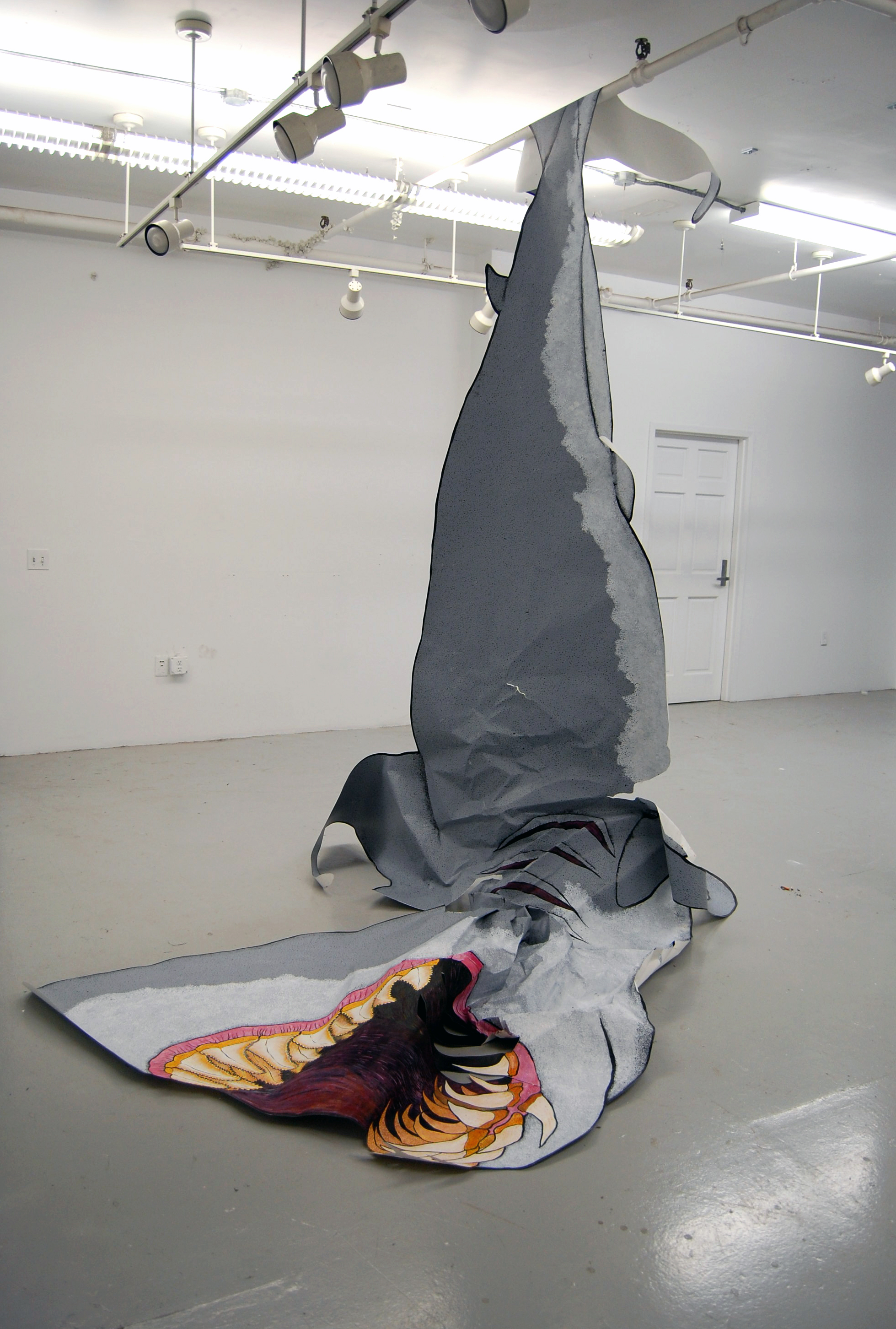 Shark Attack Sculpture 2008 21’ x 8’ crumpled (dimensions variable) Ink and acrylic paint on paper