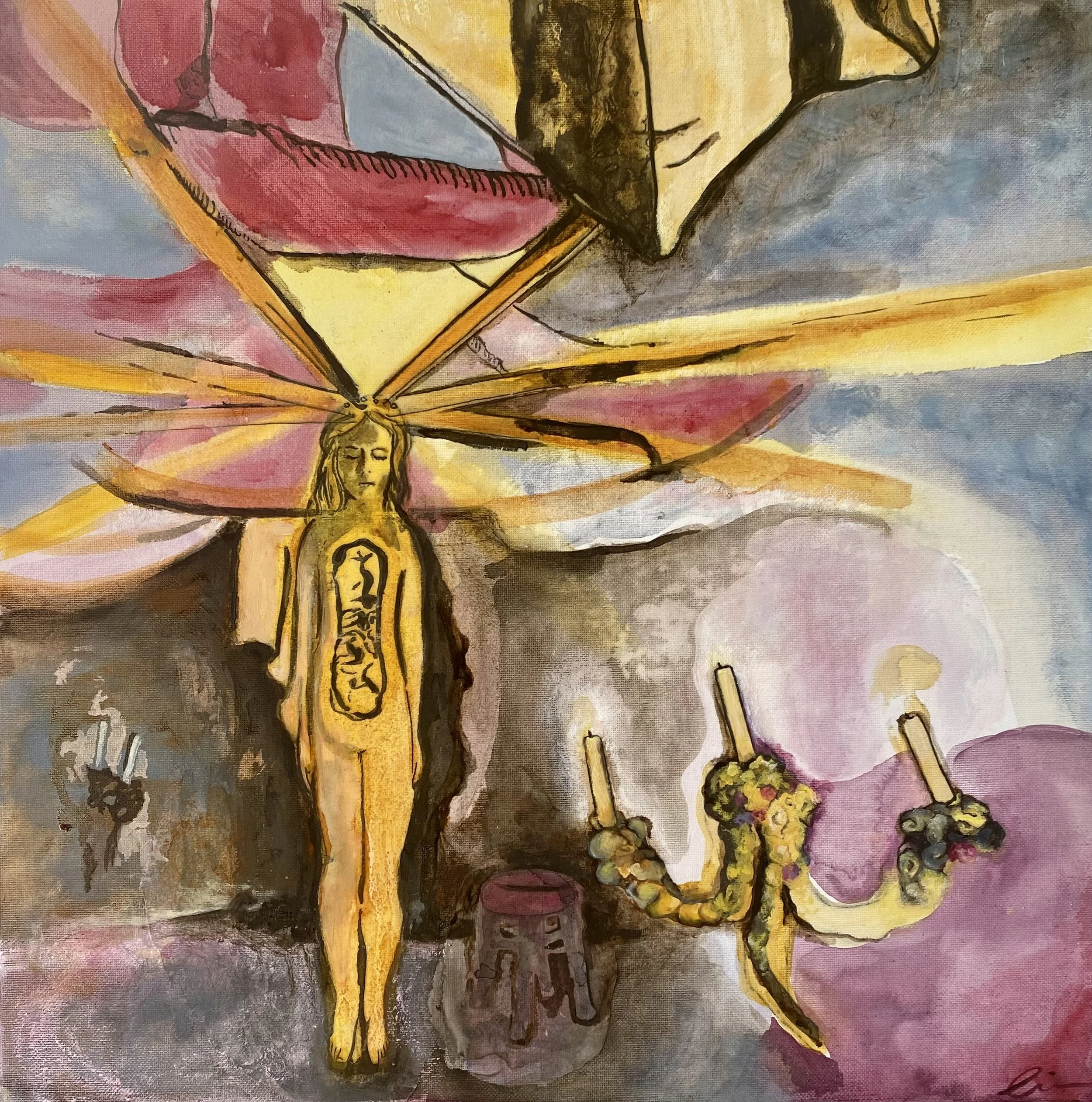   Relief  2023  24 x 24 inches  Oil painting with mixed media on canvas. 