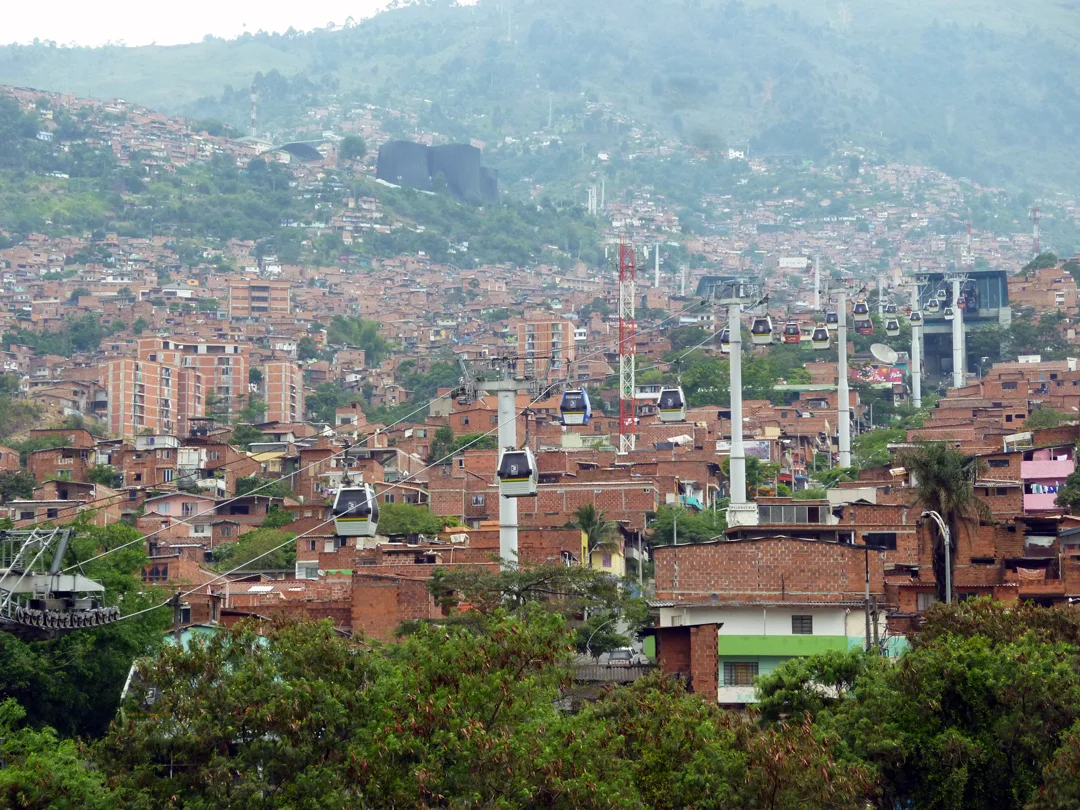 The Metrocable from Acevedo metro station up to the hills of the low-income neighborhood of Santo Domingo Savio. Source: Aseem Inam.