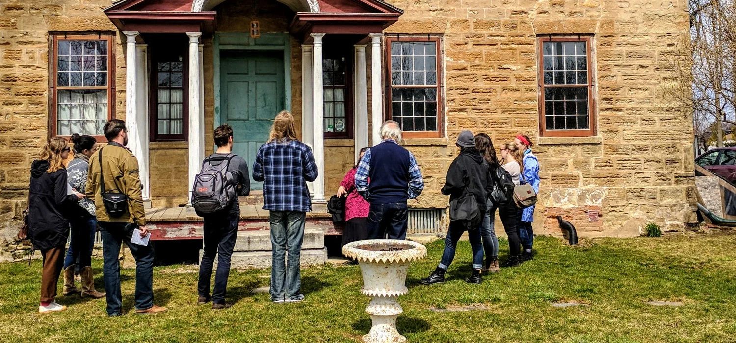 Visiting students from the Willowbank School of Restoration Arts do research for a Feasibility Study Class in March 2017