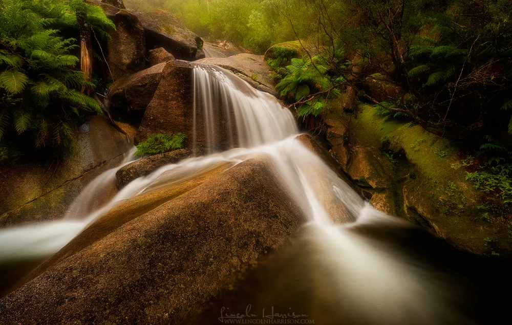 Eurobin Falls, Mt Buffalo, Victoria. Drove for 5 hours and then realized I'd left the tripod at home. Saw a kid walking on the side of the road with a $50 tripod, bought it off him for $100, then threw it in the bin when I got home.