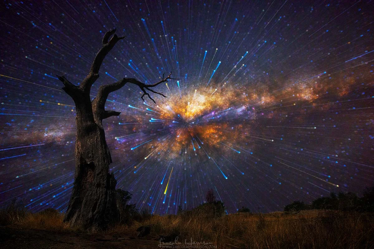 Startrail explosion zoom burst