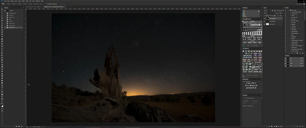 Strartrails tutorial, startrail colours, startrails processing tutorial, how to edit startrail images.