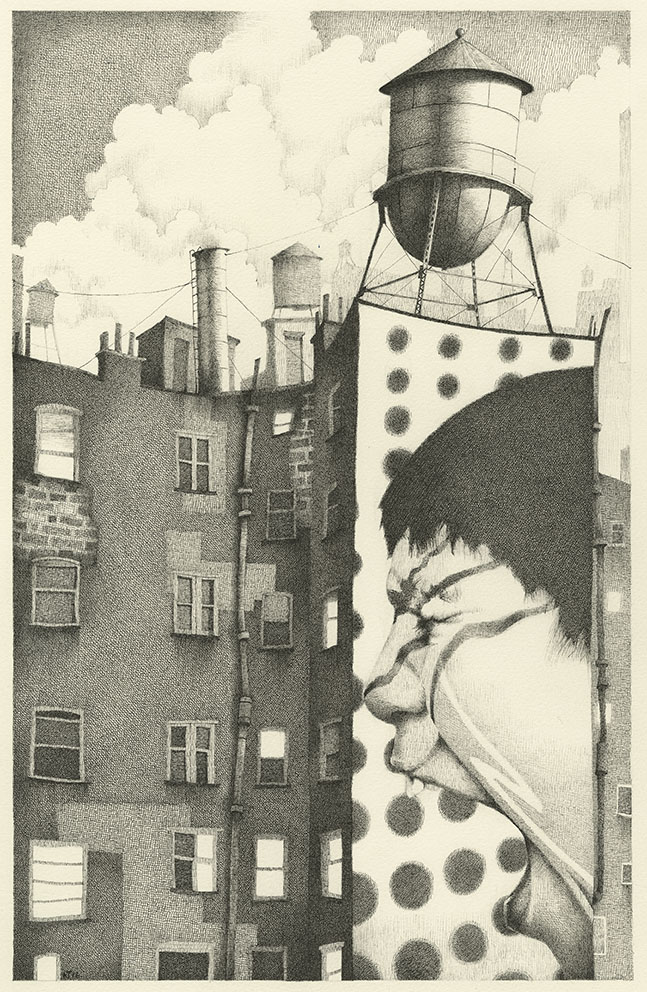 Monday Manhattan - Ink pen drawing on paper - £695 framed in oak