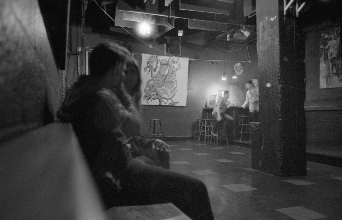 In the back room before the show.