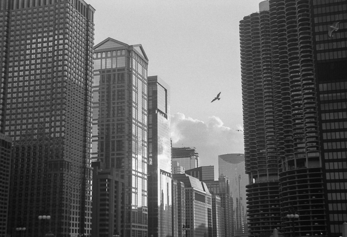 Above the Chicago Riverwalk Ilford HP5+