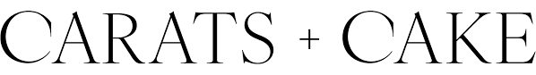 Text reading 'CARATS + CAKE' in black serif font on a white background