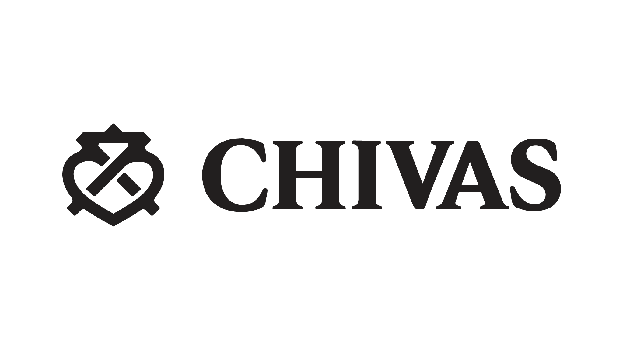 Black and white logo with a shield emblem containing a stylized axe and sword cross, next to the word 'CHIVAS' in bold capital letters.