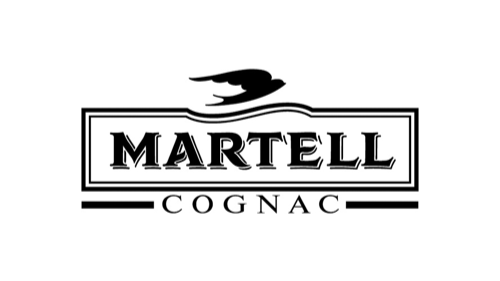 Martell Cognac logo featuring a bird silhouette above the brand name.