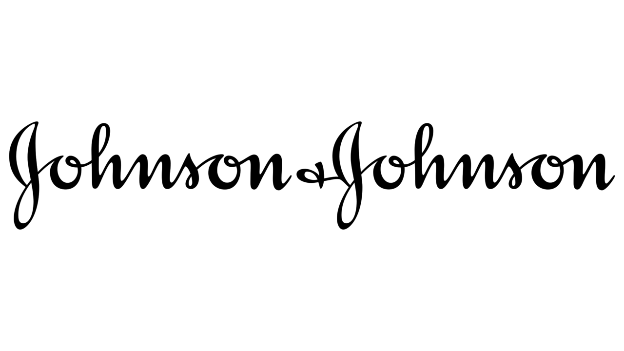 Johnson & Johnson logo in black cursive font on a transparent background.