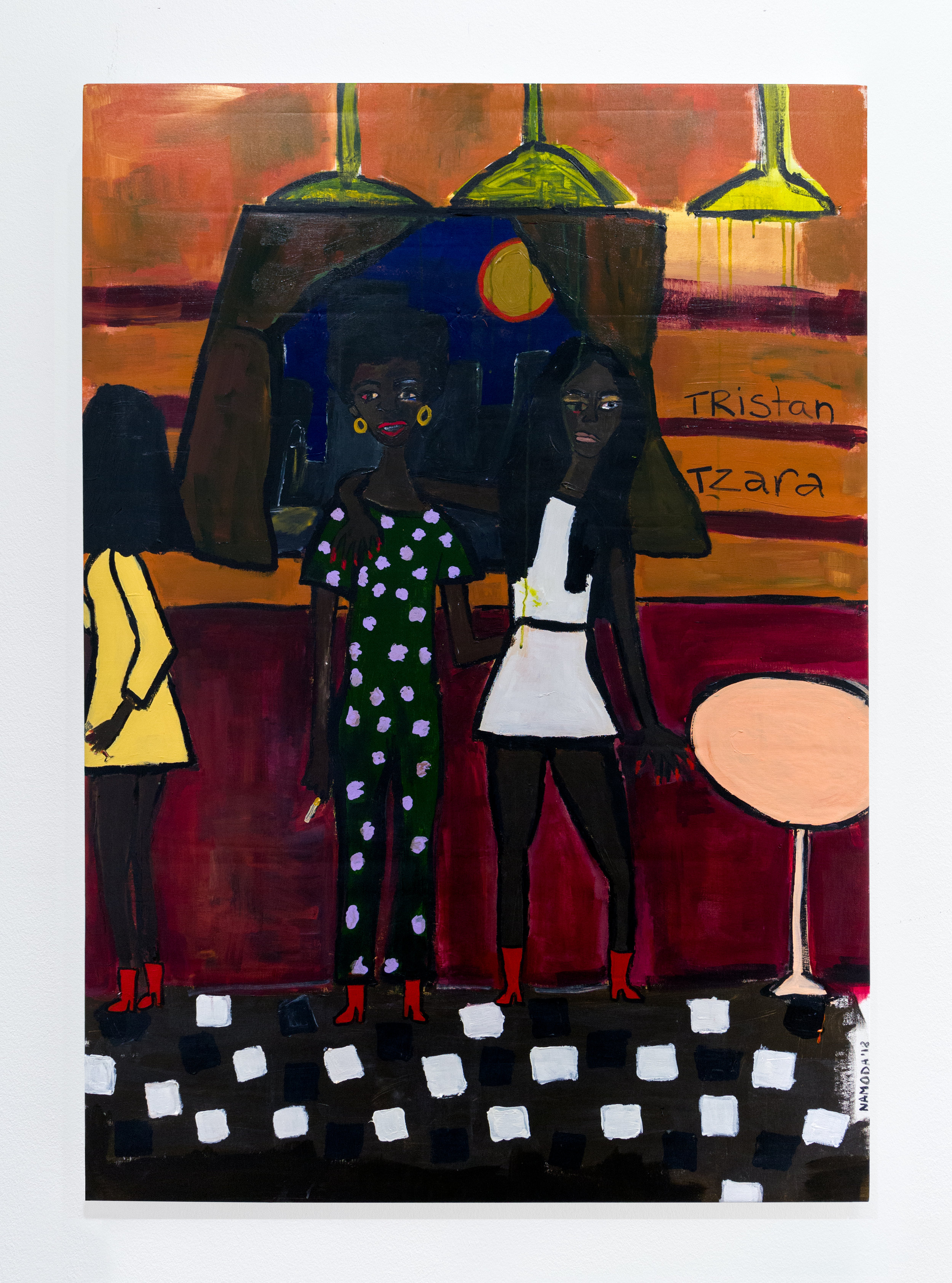 Cassi Namoda: The Three Marias , 2018 Acrylic on canvas 57h x 40w inches