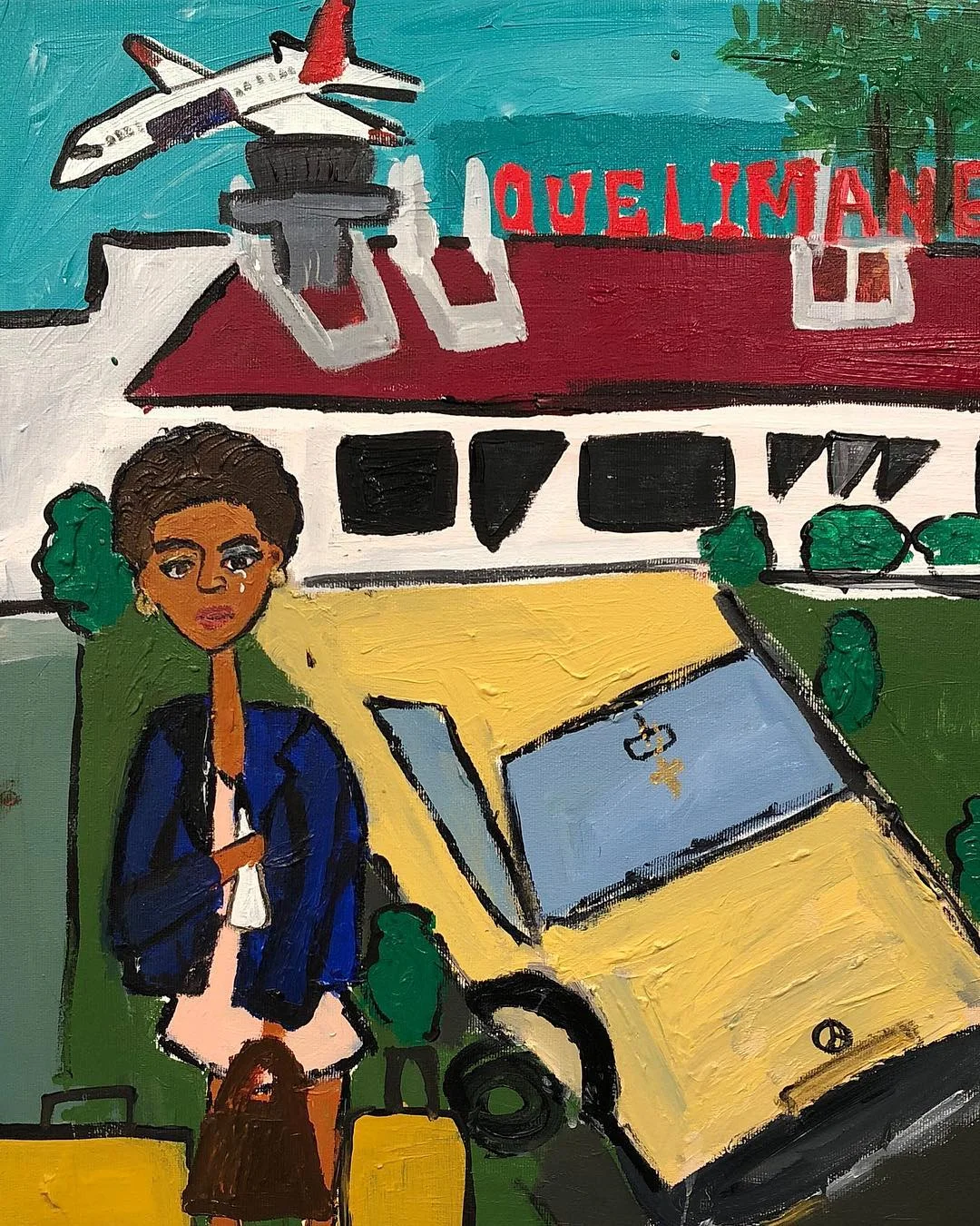 Cassi Namoda - Arrival and Departure at UEL always starts and ends like this , 2017 Acrylic on canvas 22h x 18w in
