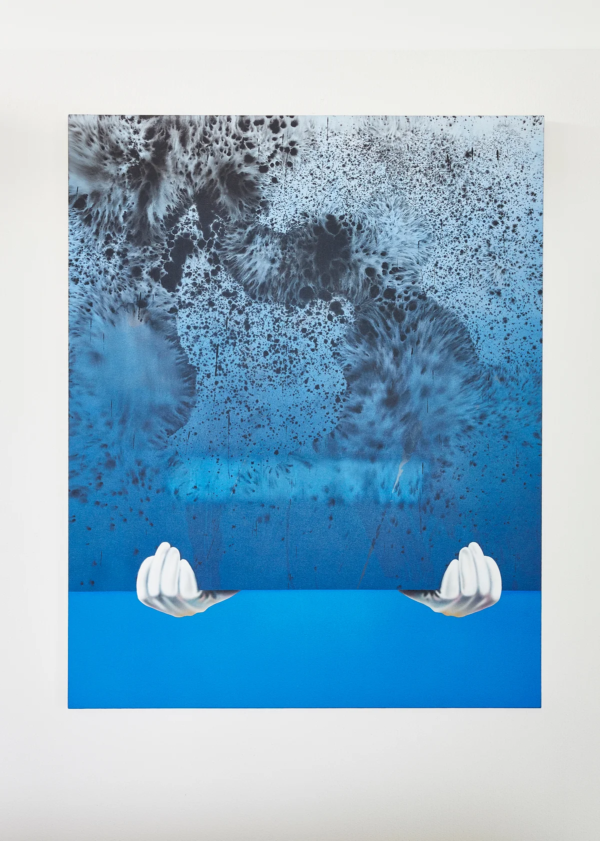 Sayre Gomez: Thief Painting in Cerulean , 2016 Acrylic on canvas 50h x 40w inches