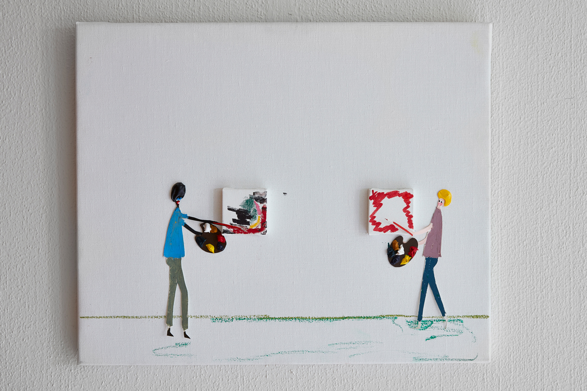 Devin Troy Strother: Stop copying my De Kooning style, I thought 'chu was on that Twombly tip at the moment." "Smh," said DeAndre to Timmothy , 2014 Mixed media on canvas 16h x 20w inches