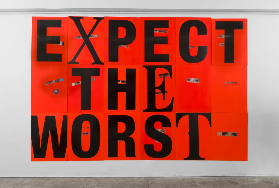 Cali Thornhill-Dewitt - Expect The Worst , 2017 Corrugated plastic, vinyl, and paint 18h x 12w feet