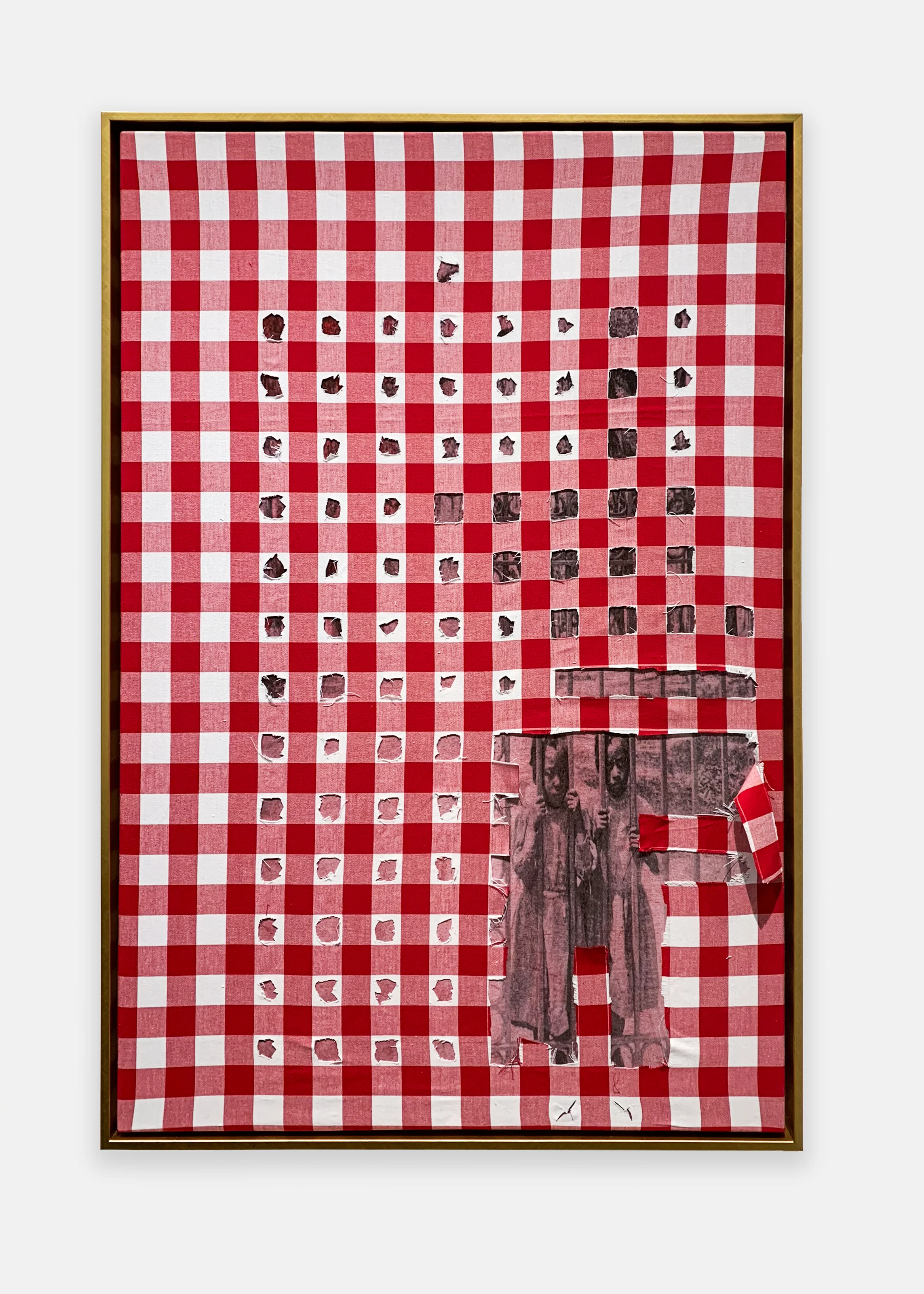 Tiff Massey - How It Started (Red) , 2018 Fiber and floater frame 36h x 24w inches