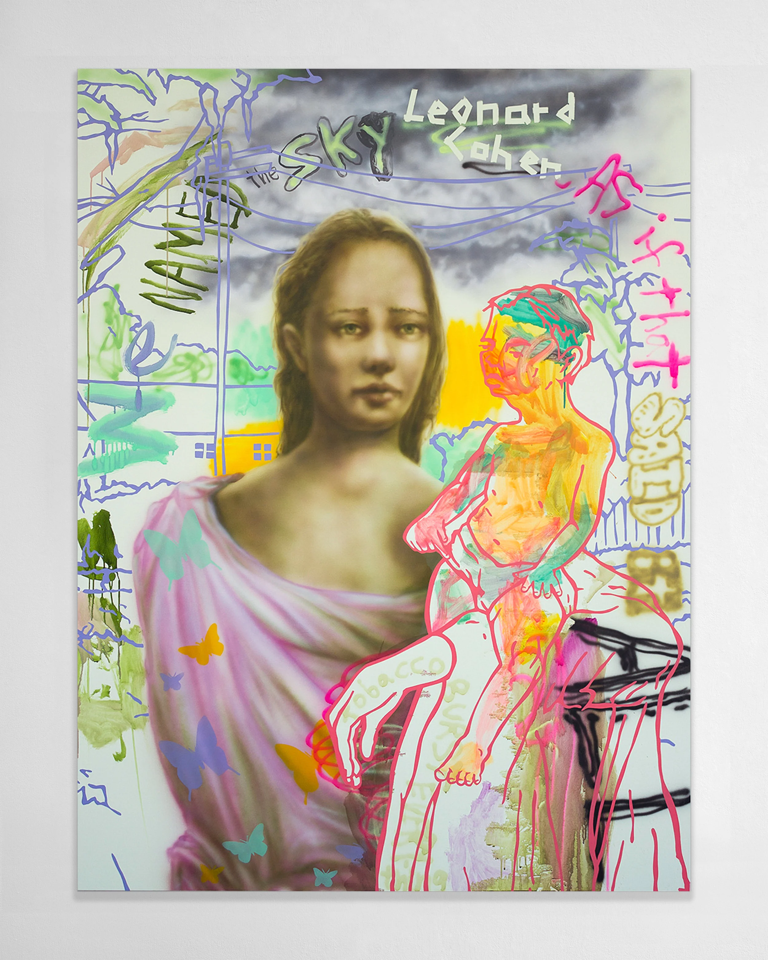 Willie Wayne Smith - Poconos Pontormo , 2018 Acrylic and airbrushed acrylic on canvas 70h x 52.50w inches