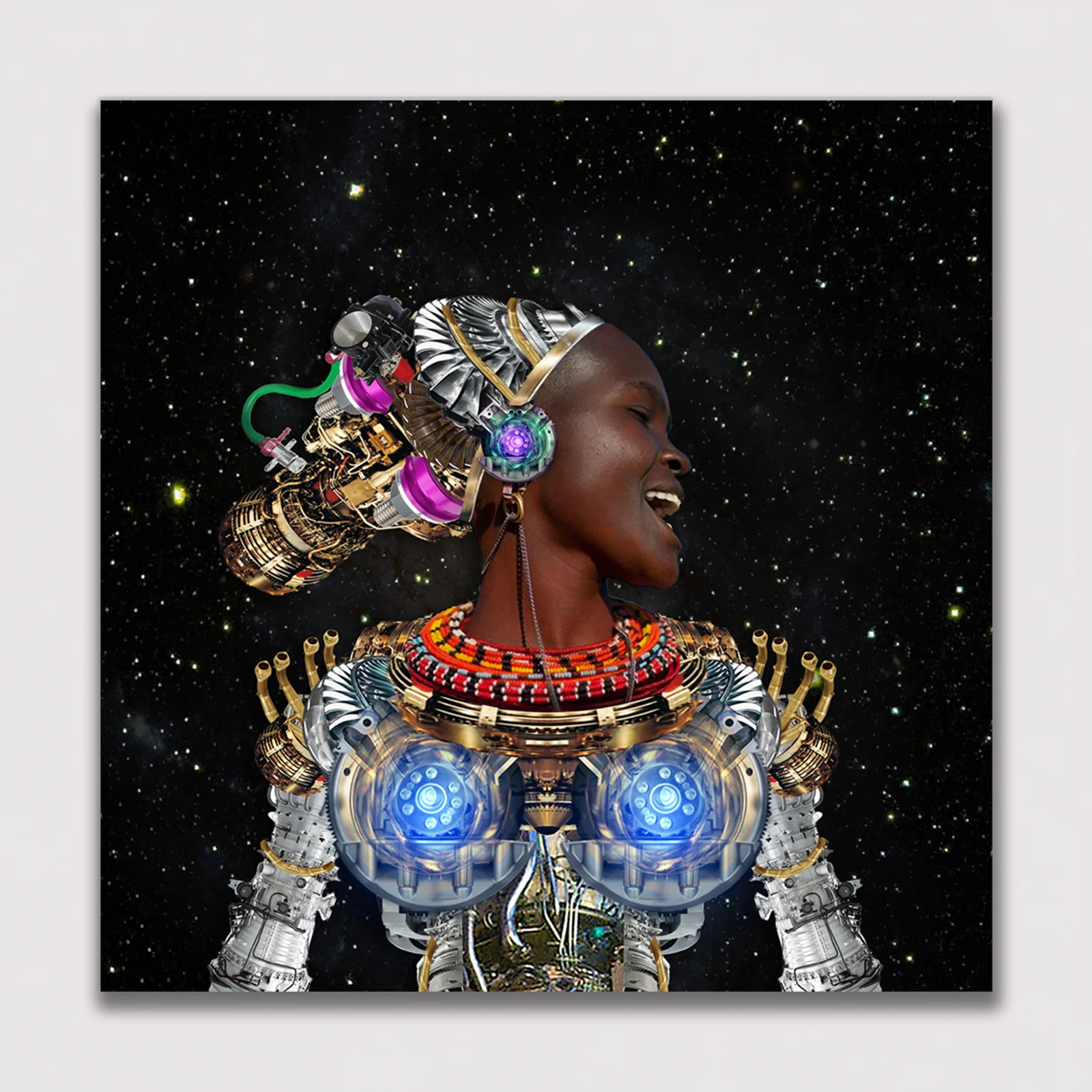 Manzel Bowman - Turbine , 2018 Digital Collage on Aluminum 22h x 22w inches