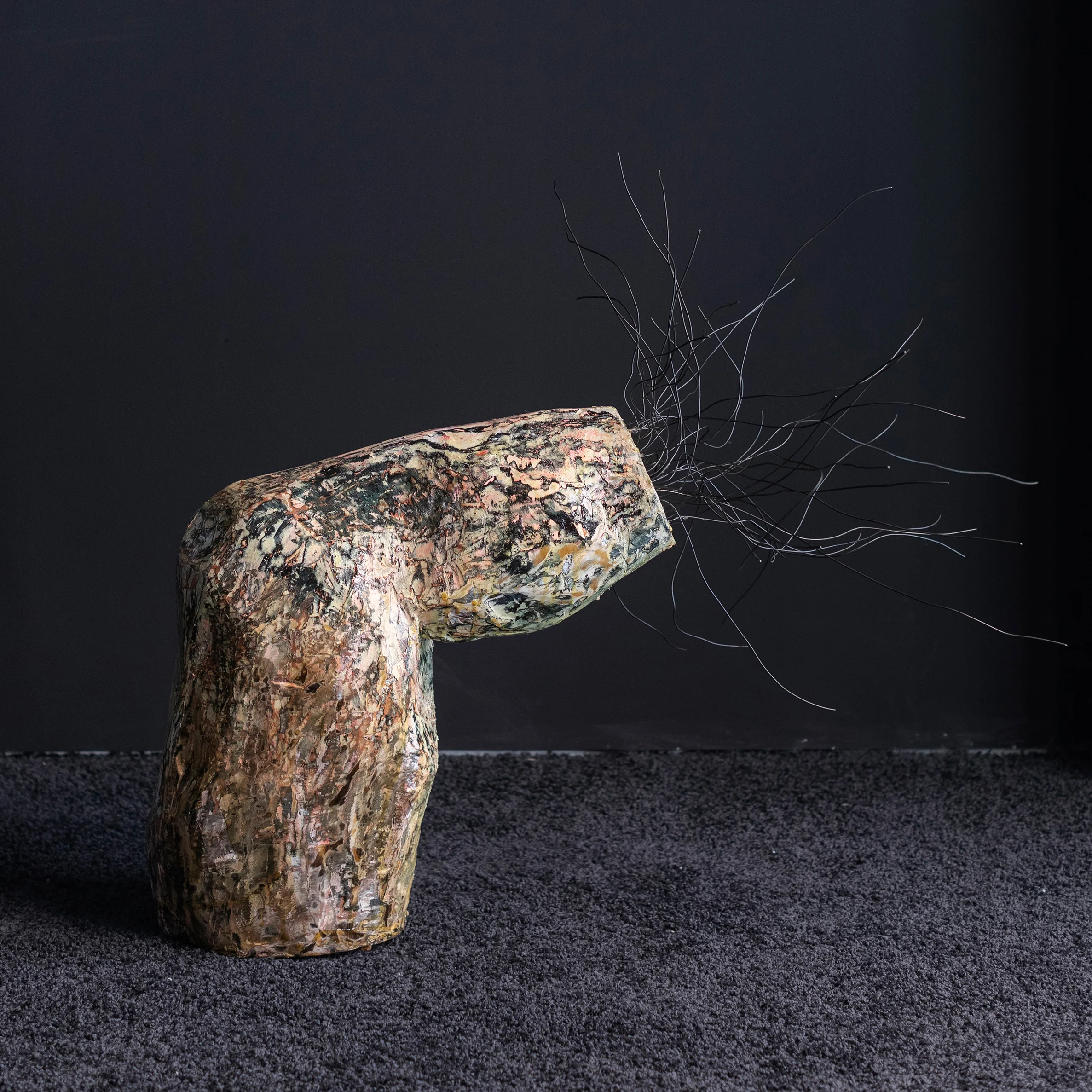 Jasmine Murrell - To bend matter from broken hands: George , 2019 Cedar, oak, steel, paint, polyurethane 16.50h x 31w x 10d inches