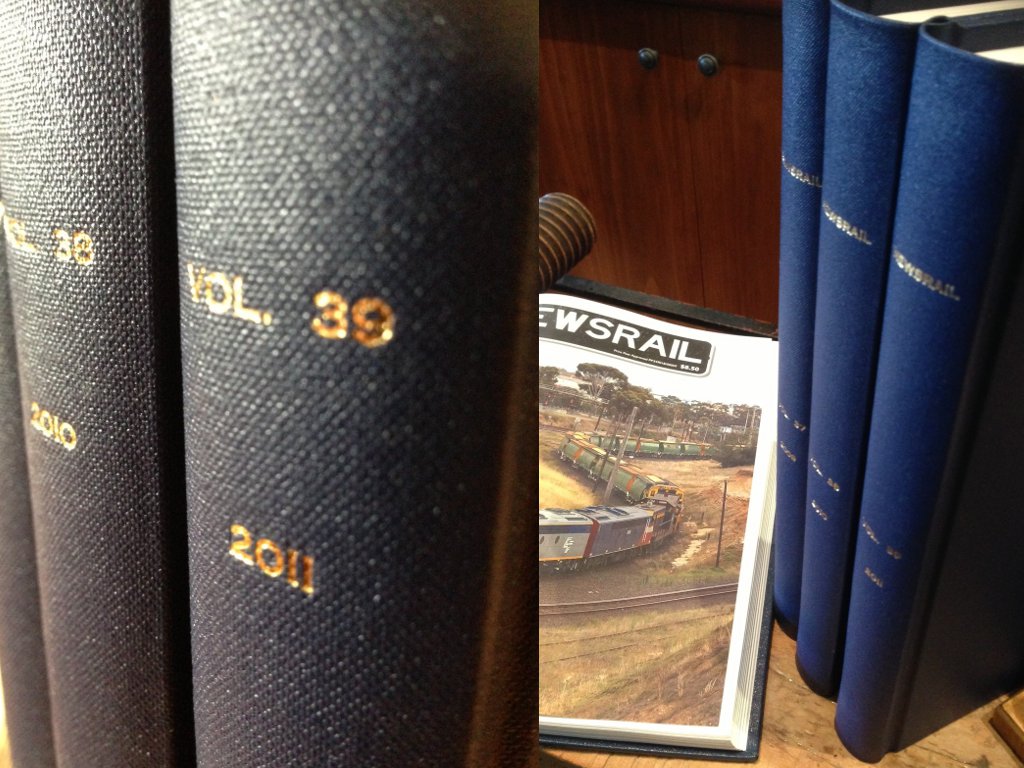 The completed volumes bound in blue buckram with gold stamping on the spine.