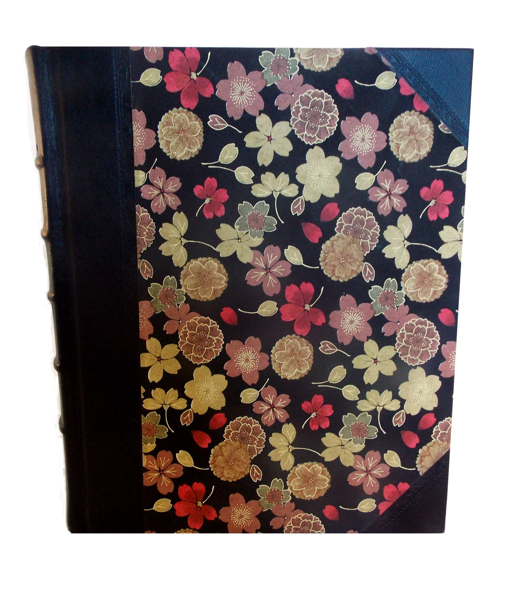 Half Leather Portrait Album in Golden Flower design