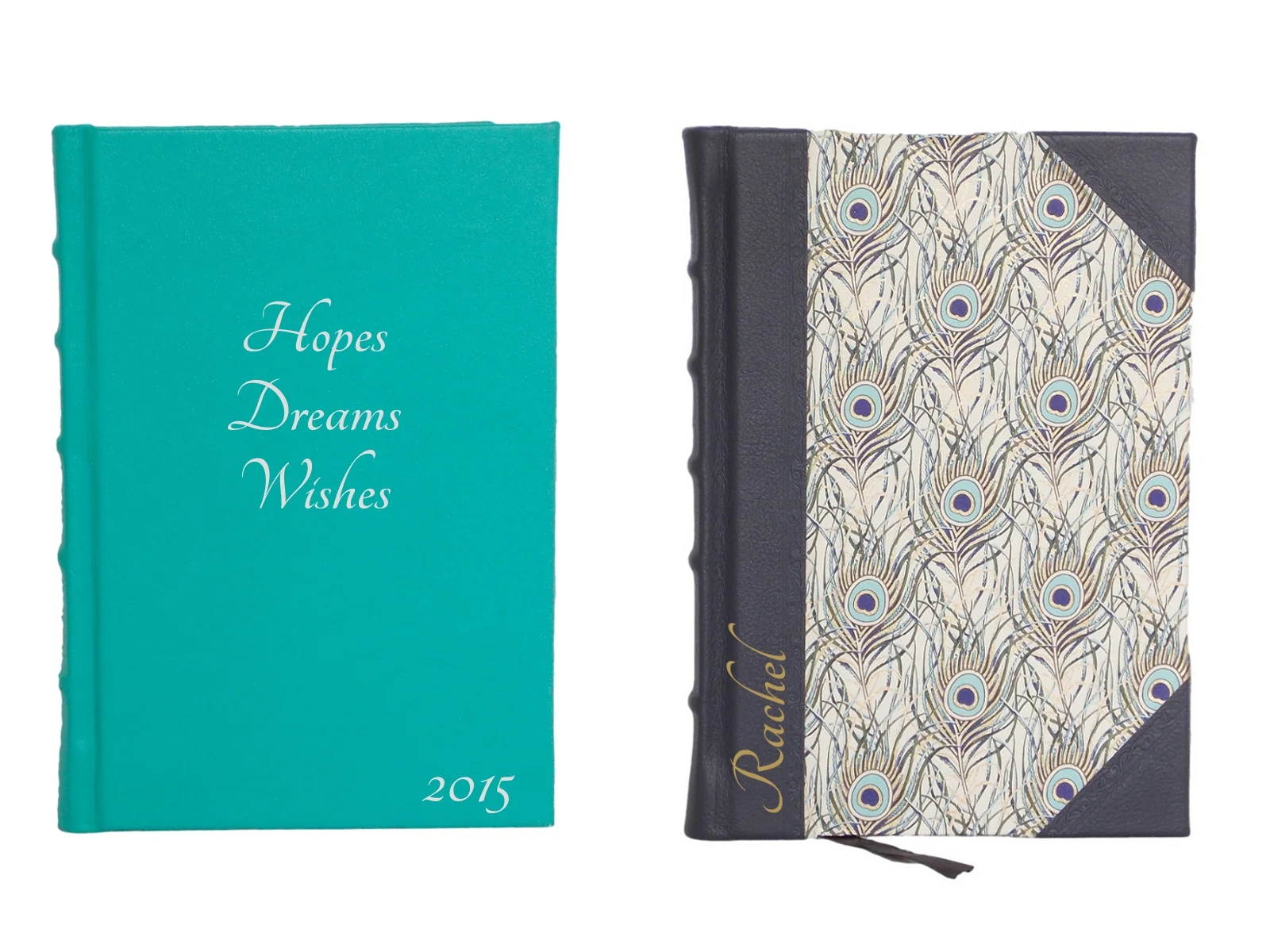 Full Leather Journal - available in 4 colours and 2 sizes; Half Leather Journal in Peacock Design&nbsp;