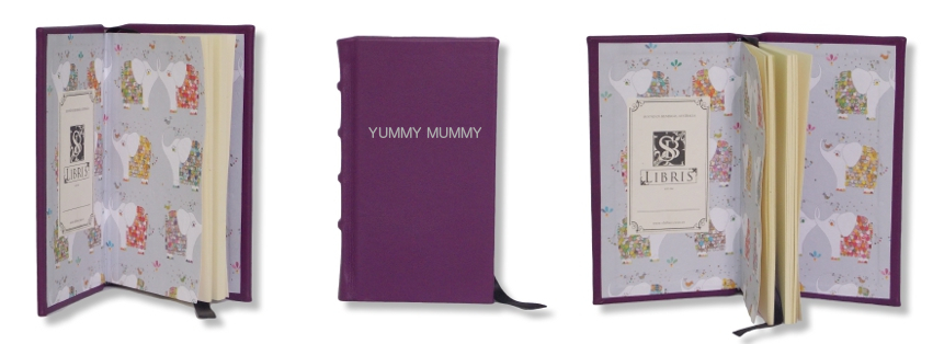 Product Featured: Slimline Leather Journal in Purple $75. Silver title embossed in Block font (embossing $25)