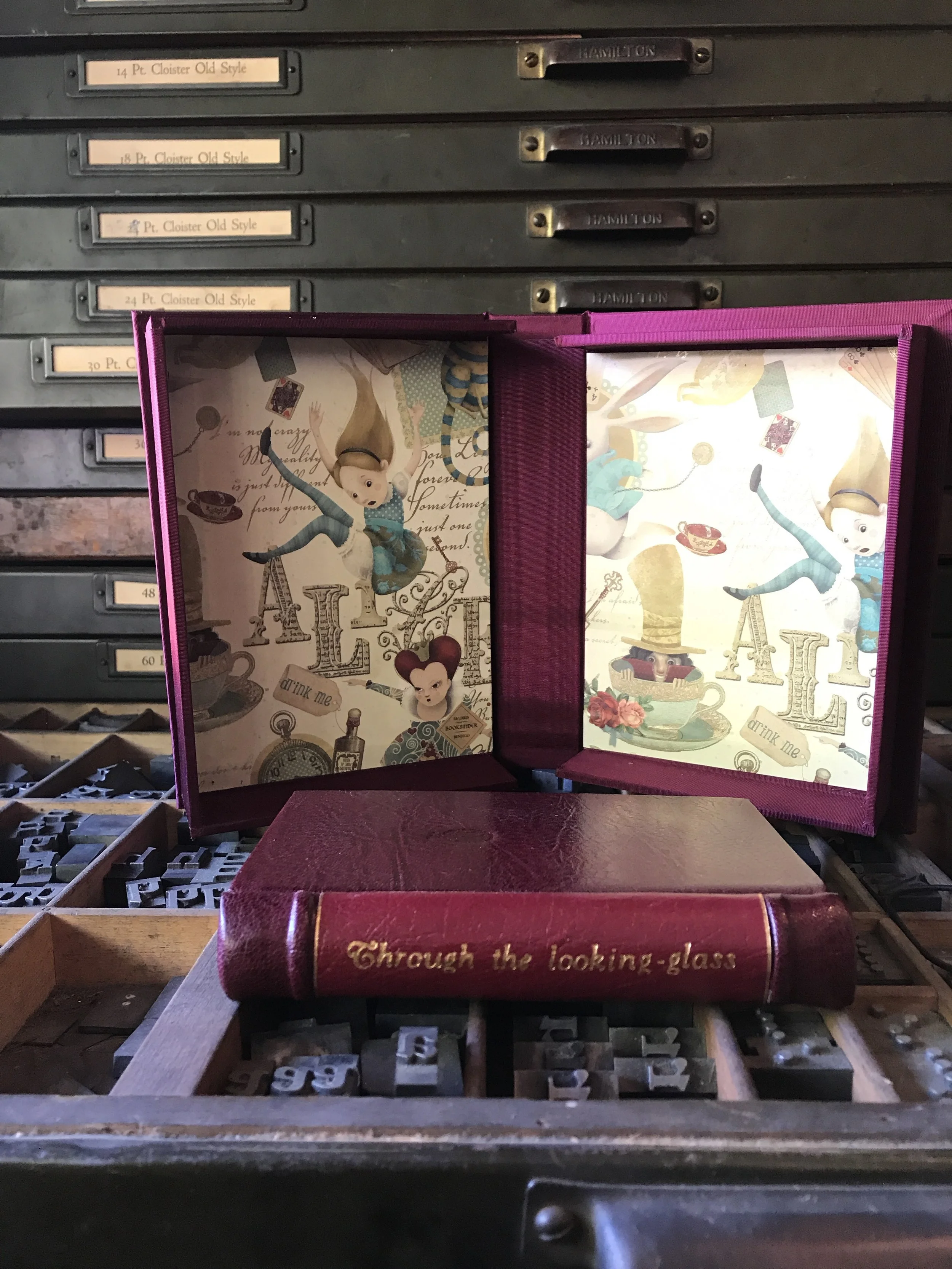 Full goatskin binding with embossed label and matching lined box