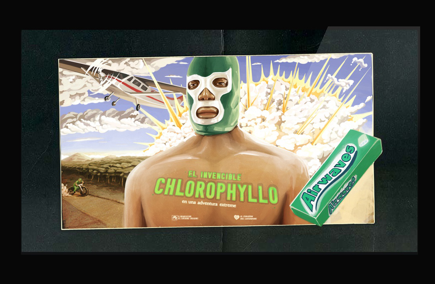 Wrigley's Airwaves wanted to promote its Chlorophyll flavored gum. It's green with a kick. What else is green with a kick you say? CHLOROPHYLLO! The strongest luchador on the planet. We created an interactive experience that was controlled by b
