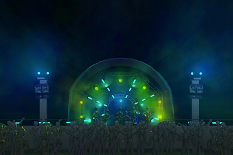 Eksempel på previsualisering i lysprogram. Lysrigg til Pstereofestivalen 2013.