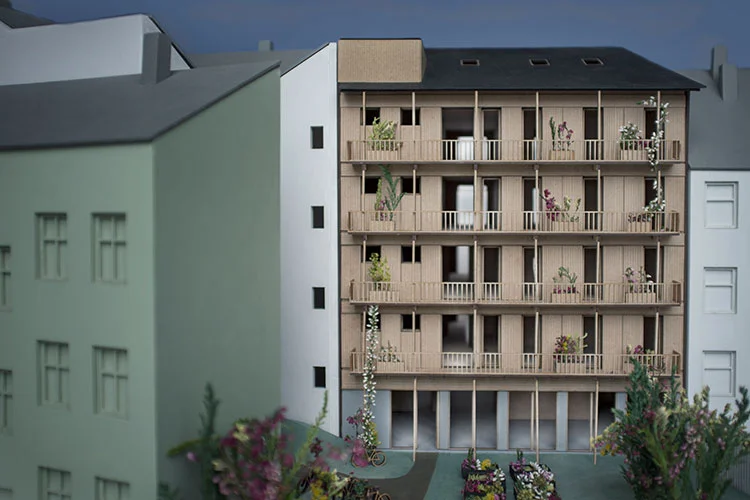 Modell av Breneriveien 1 fra innsiden. Foto: Eriksen Skajaa Arkitekter
