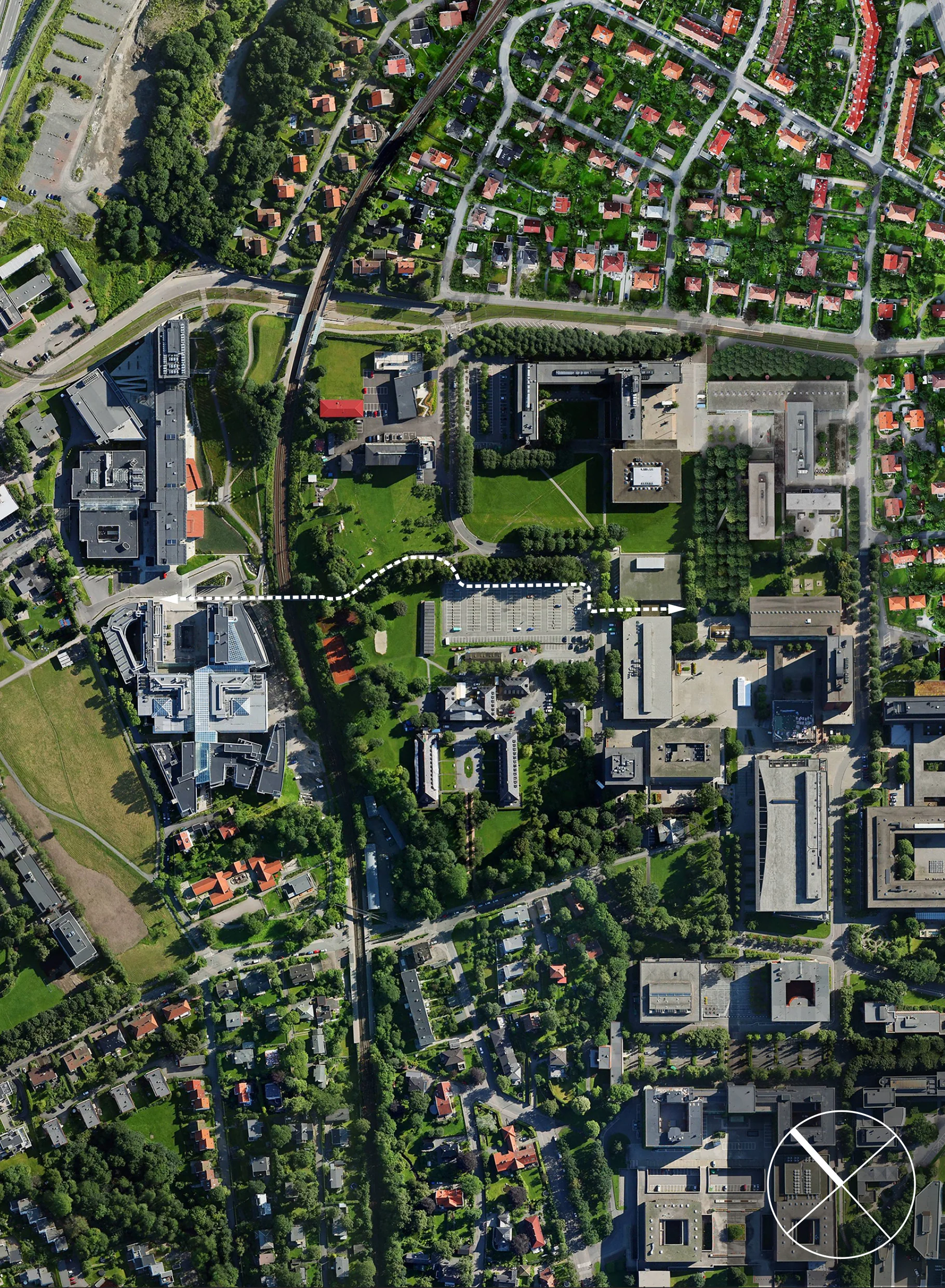 The route and in-between space Gaustadbekkdalen and Blindern campus. Upper left corner is the Life Science Center plot. Photo credit: Tin Phan
